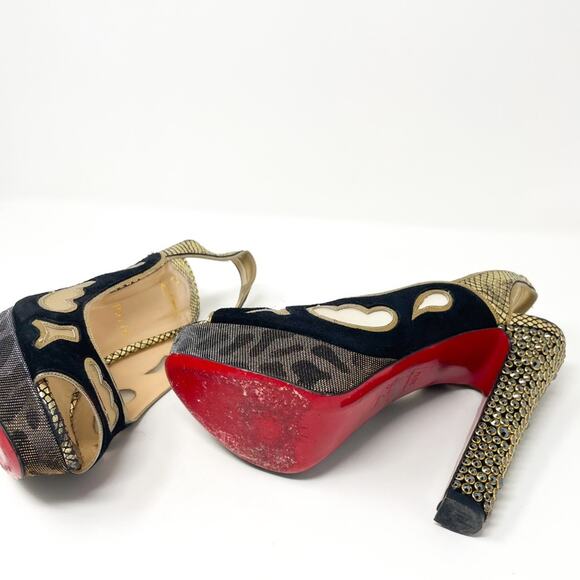 Christian Louboutin Multicolor Suede Lame Miralep 140 Pumps Platforms EU 38.5 - Picture 9 of 11